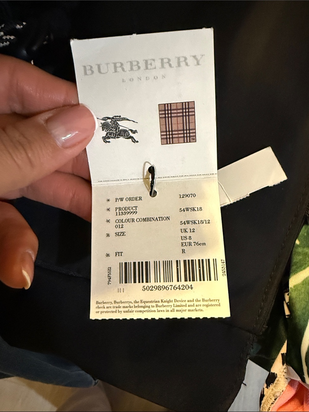 Burberry Black Mini Skirt with Classic Check Inset Panels - Picture 3 of 3